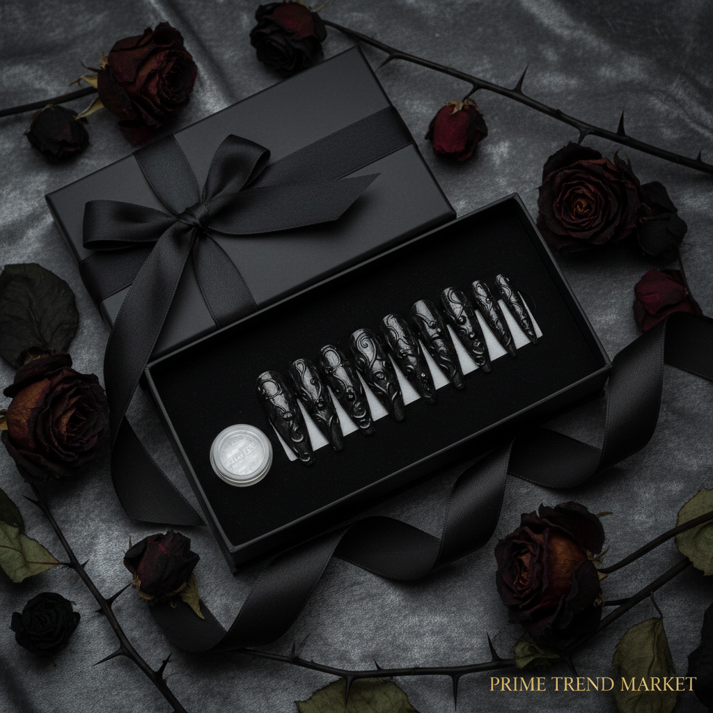 Dark Vine Black Press-On Nails — Gift Set
