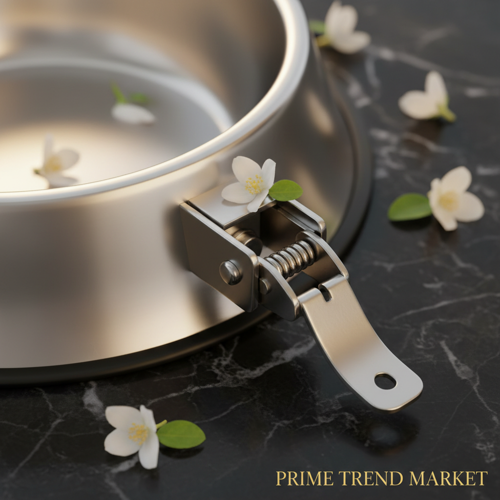 Stainless Steel Hanging Pet Bowl - Clamp Detail Close-up