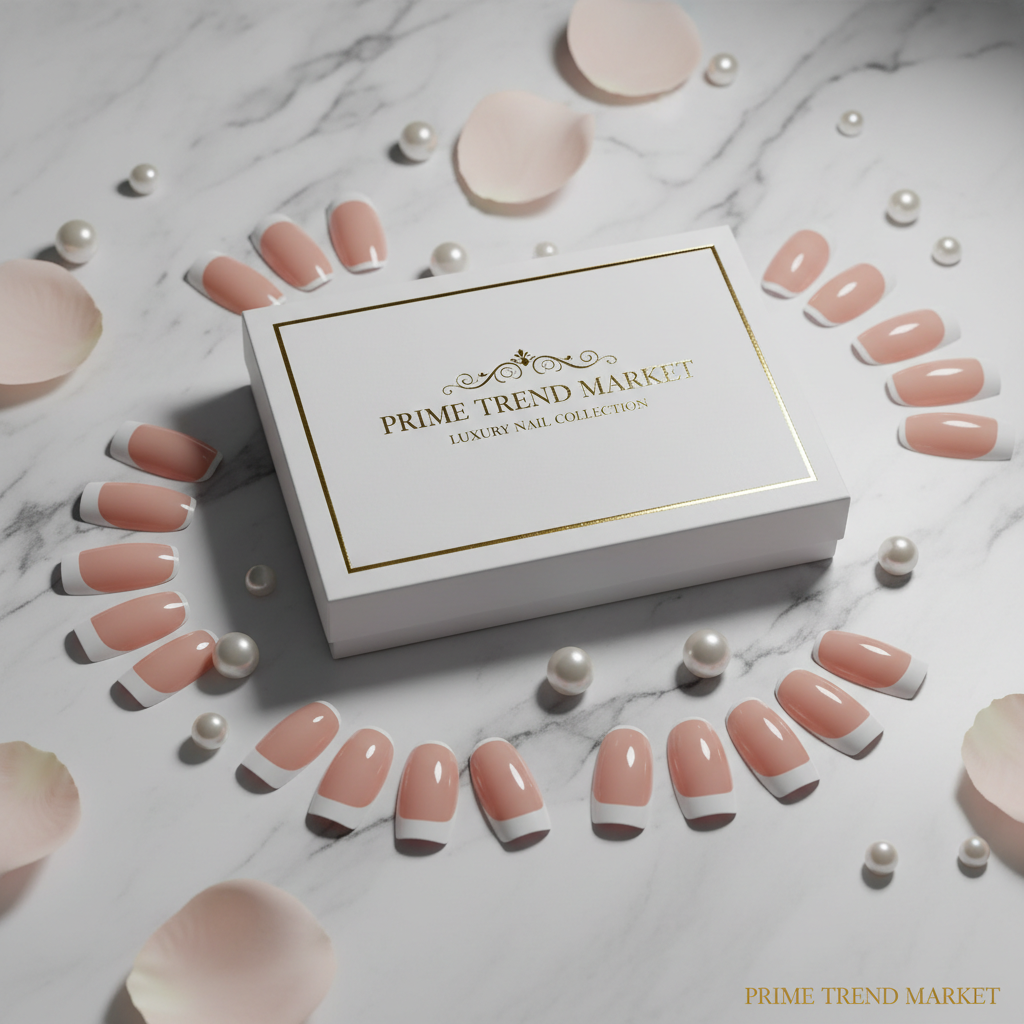 Luxury gift set concept for false nail tips with gold box