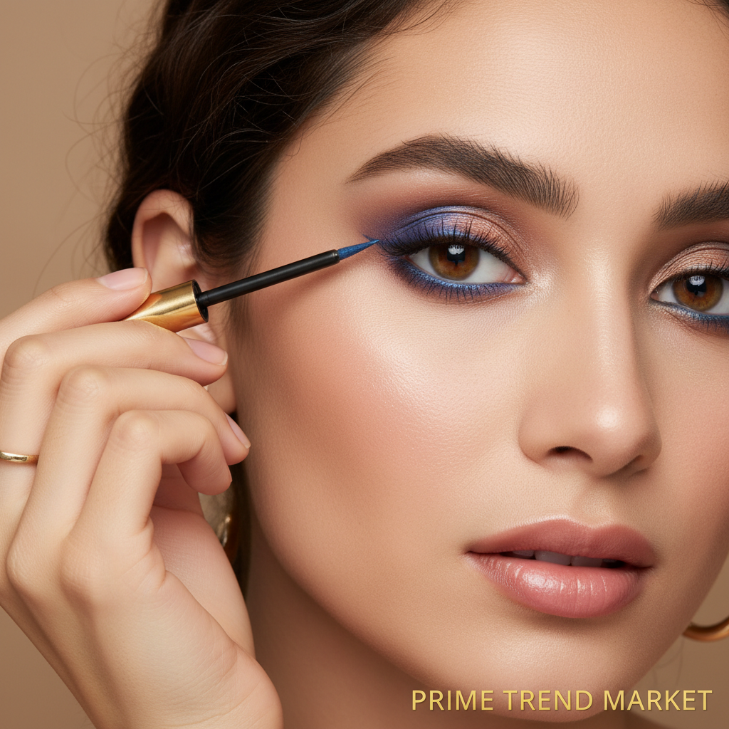 Woman applying PHOFAY colorful eyeliner with precision
