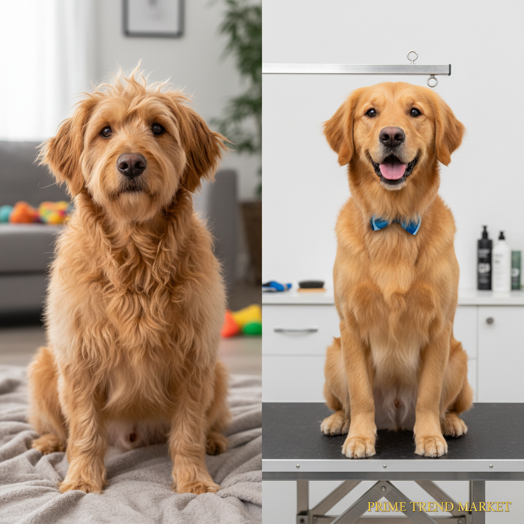 Before and After Dog Grooming Results with Professional Pet Hair Clipper — Prime Trend Market