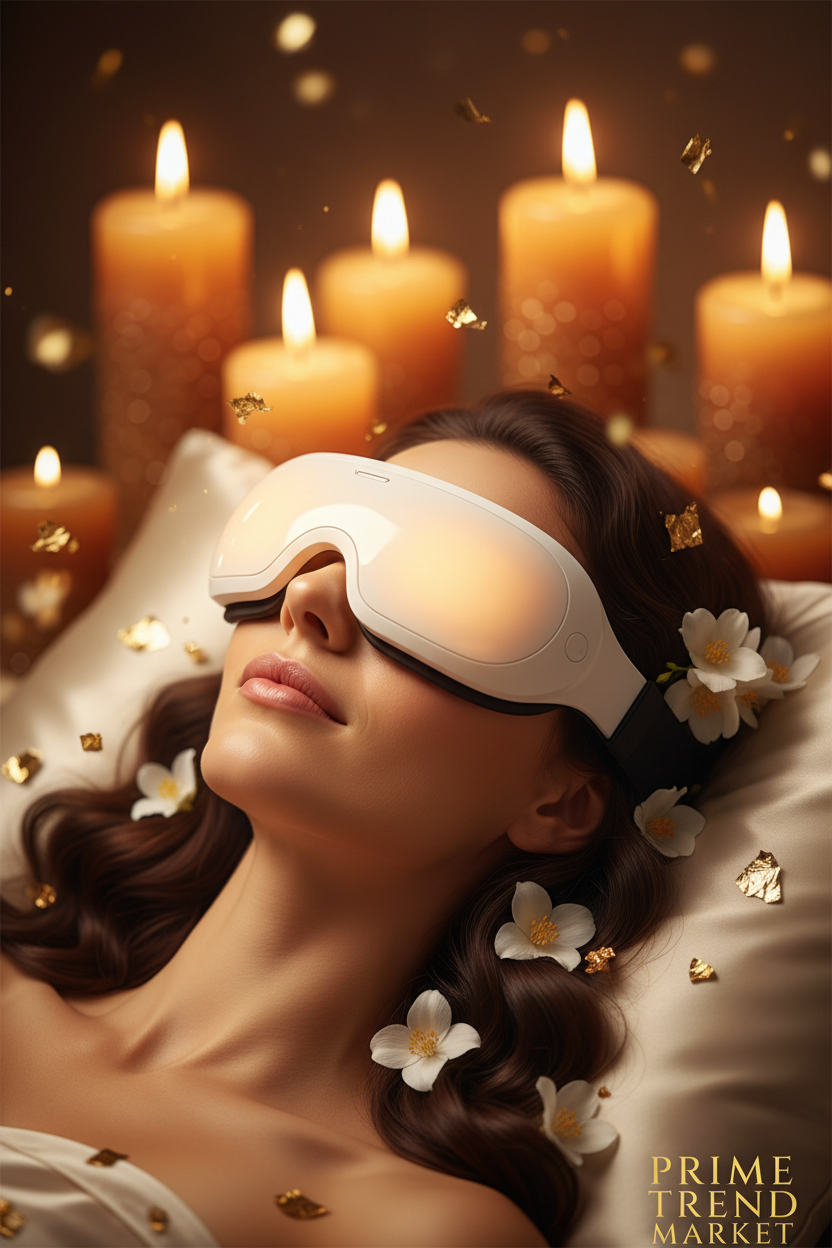 Luxury Smart Eye Massager Model Wearing Spa Lifestyle Shot