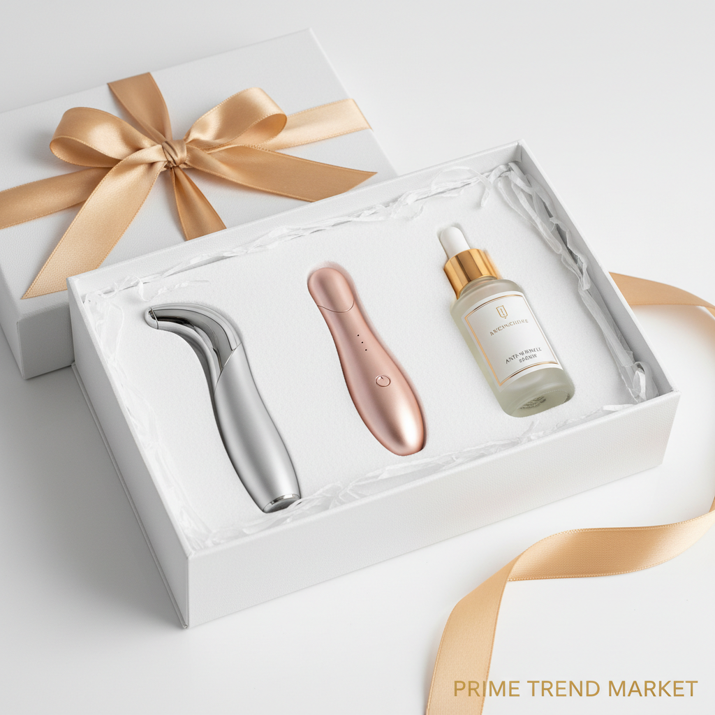 Anti-Aging Power Trio gift set in white luxury box with gold ribbon