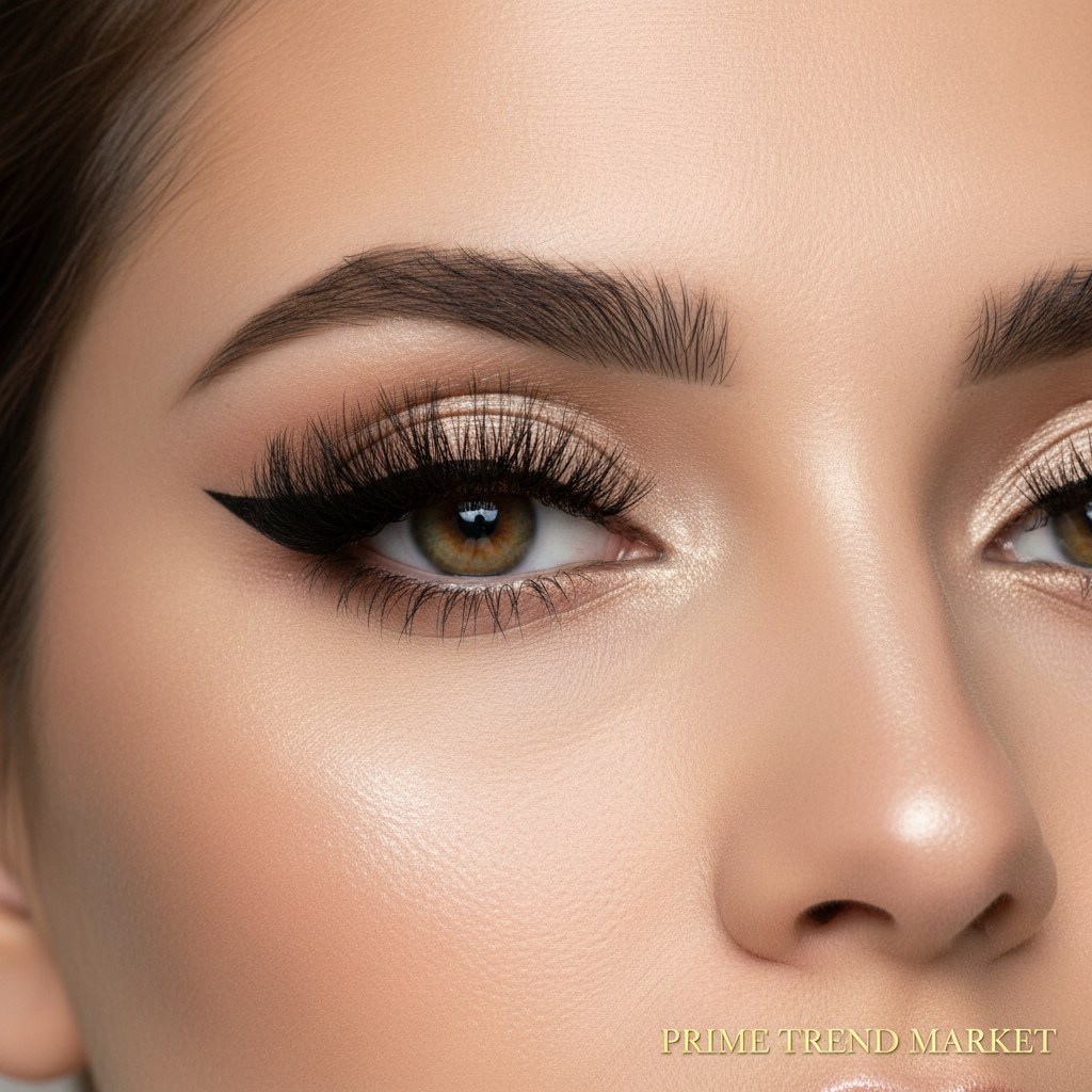 Dramatic volumized lashes and winged eyeliner