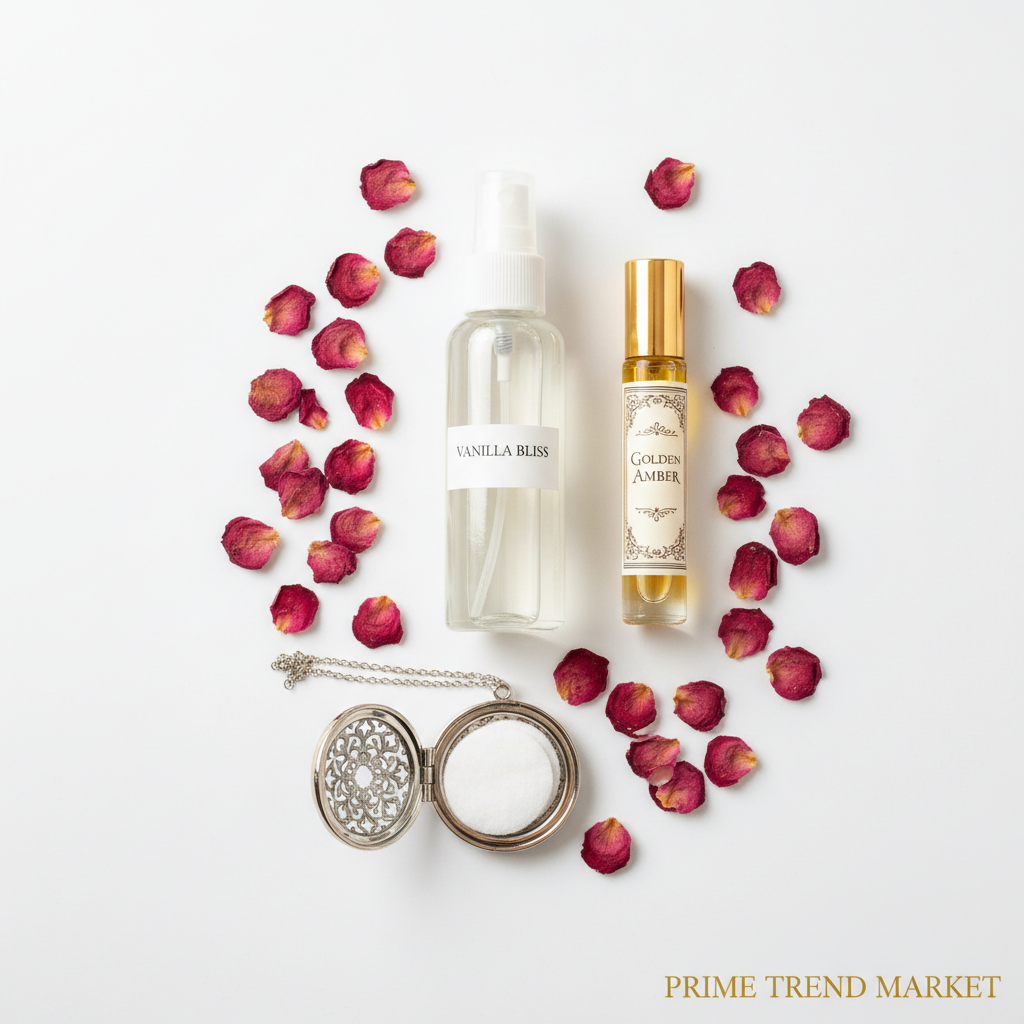 Overhead knolling of Fragrance Layering Set