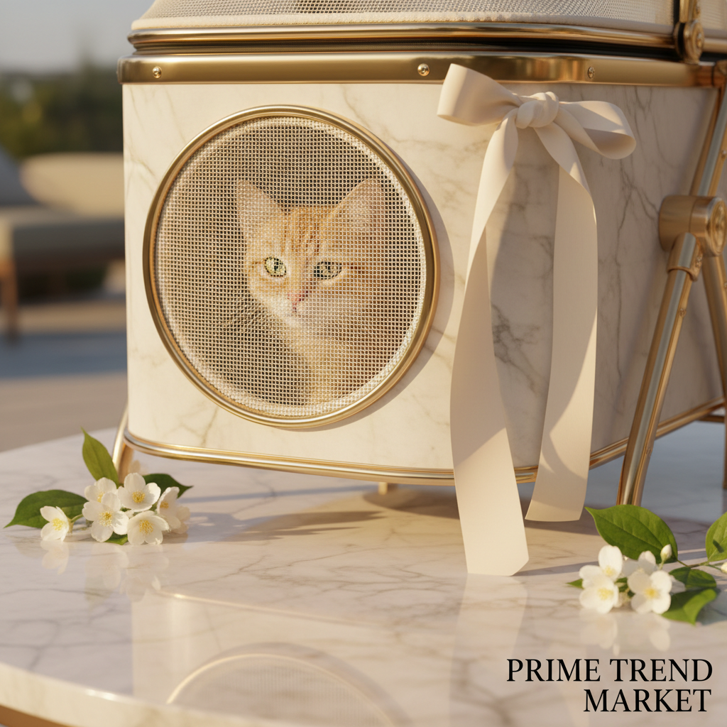 Premium Pet Stroller - Breathable Mesh Window with Cat