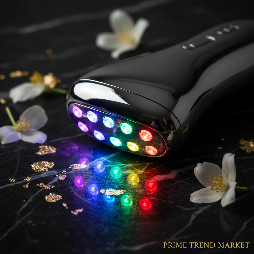 Luxury 7-Color LED EMS Face Neck Massager 7-Color Rainbow LED Macro Detail