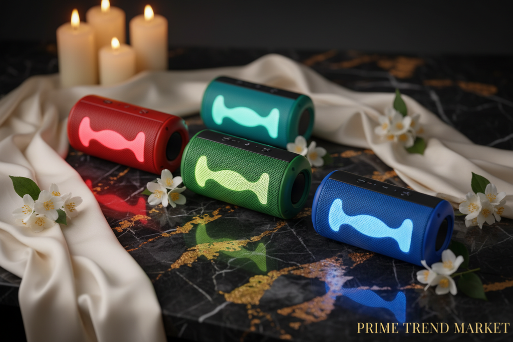 RGB Glow Bluetooth Speaker - All 4 Colors lifestyle hero shot Prime Trend Market