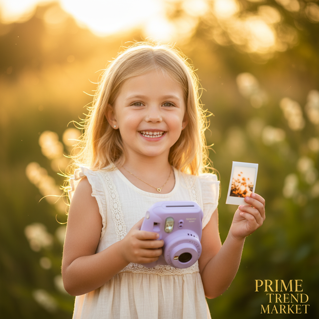 PrintSnap Kids Camera lifestyle girl holding camera and printed photo