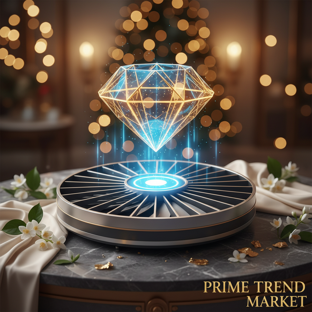 3D Holographic Projection Fan Display – Blue Gold Diamond Hologram