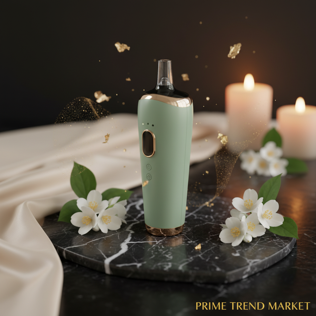 Luxury Blackhead Pore Cleaner in sage green on black marble with jasmine