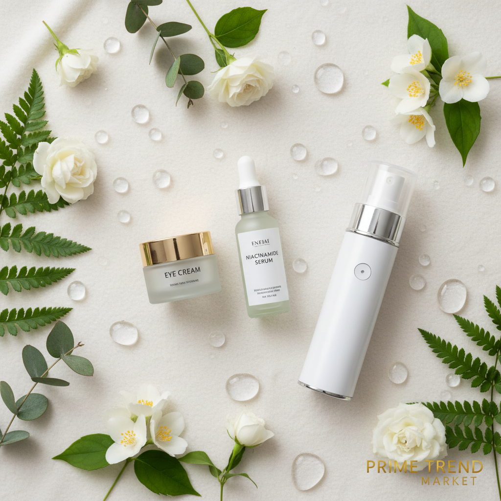 Skincare Essentials Bundle ivory flat lay - Prime Trend Market