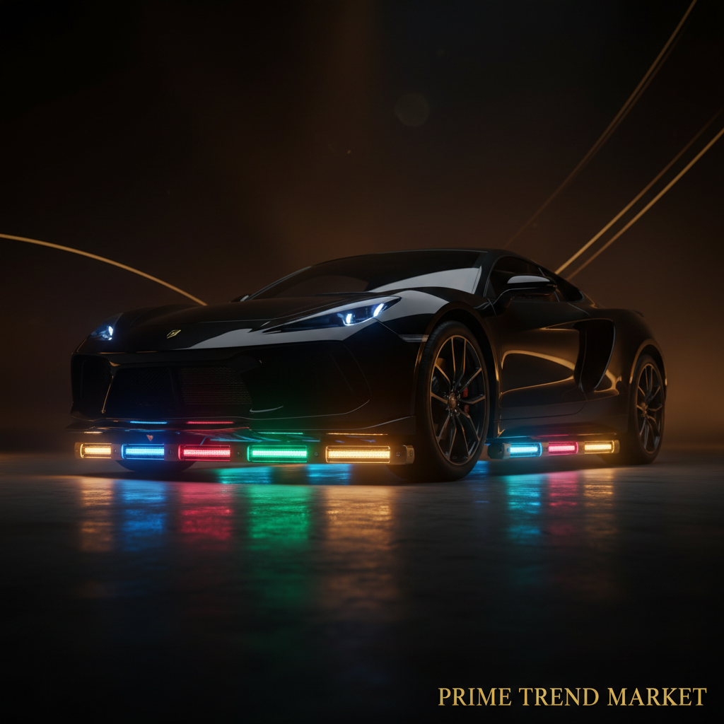 LED Underbody Strip Lights installed under car chassis - blue glow