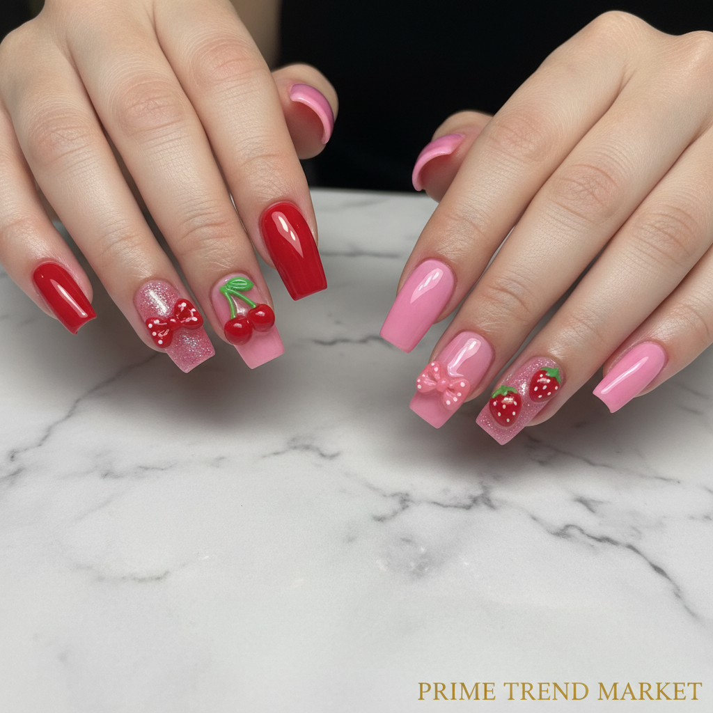 Y2K Glam Press-On Duo close-up nails - Prime Trend Market