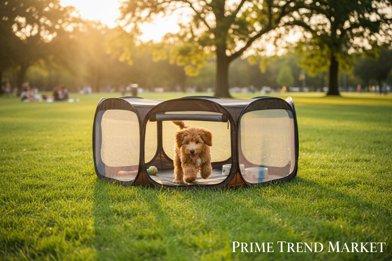 Luxury Pet On-The-Go Essentials Bundle - Dog in Playpen