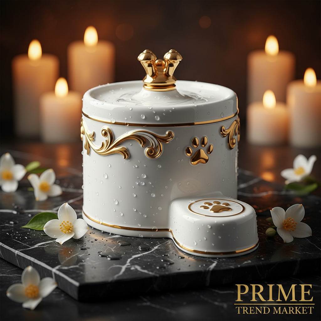 Dog Water Fountain - Marble Jasmine Hero Shot