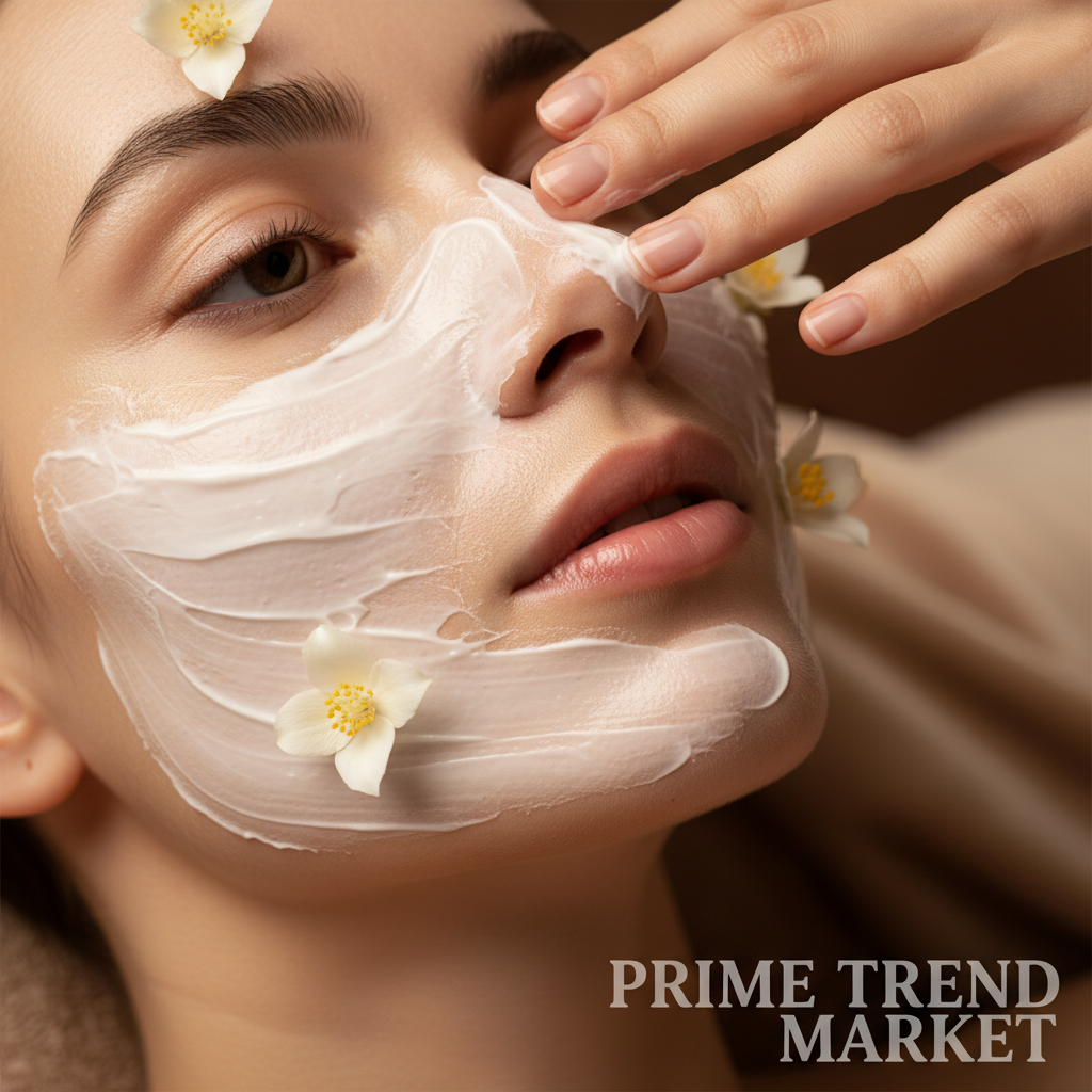 Luxury Face Massage Cream lifestyle application on glowing skin