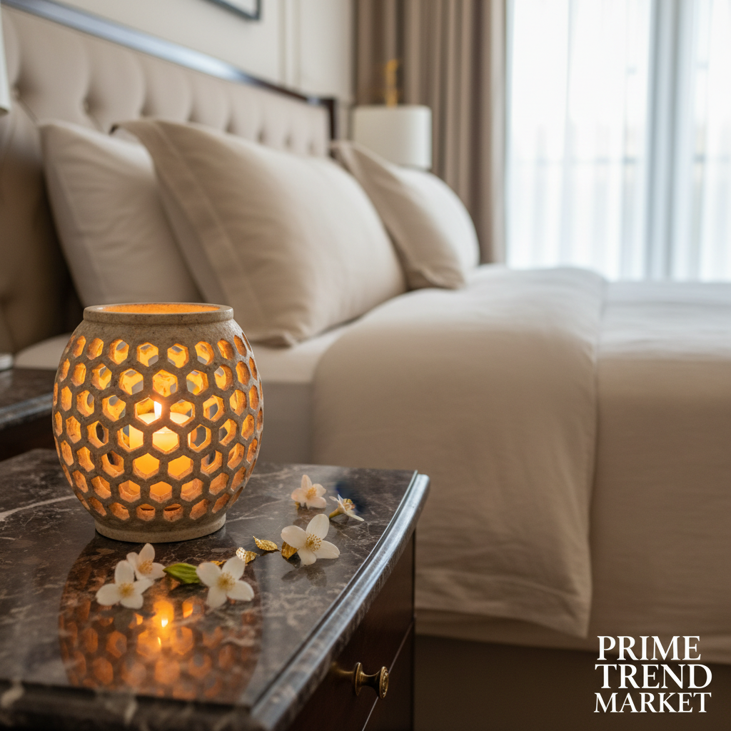 Luxury Stone Aroma Candle Holder — Bedroom Lifestyle | Prime Trend Market