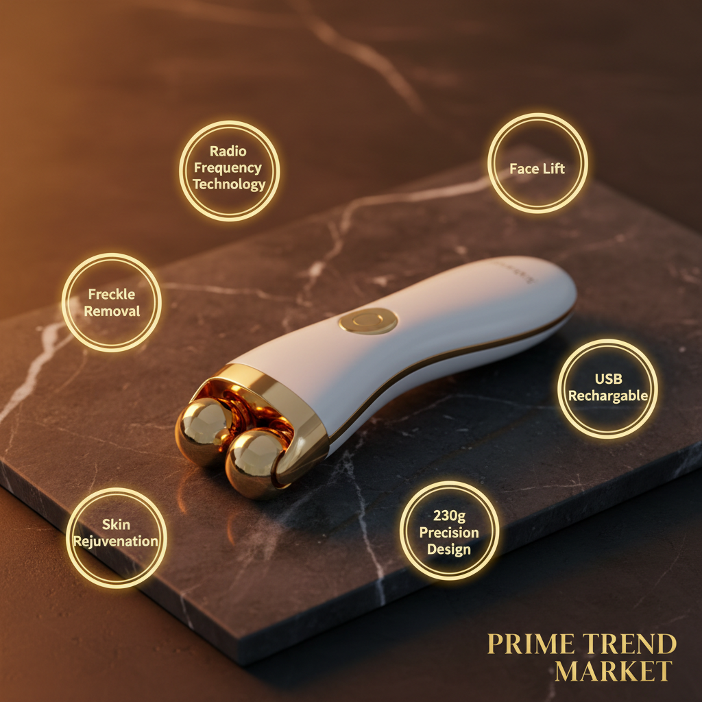 RF Roller Face Lift Beauty Wand — Feature Infographic RF Freckle Removal Skin Rejuvenation
