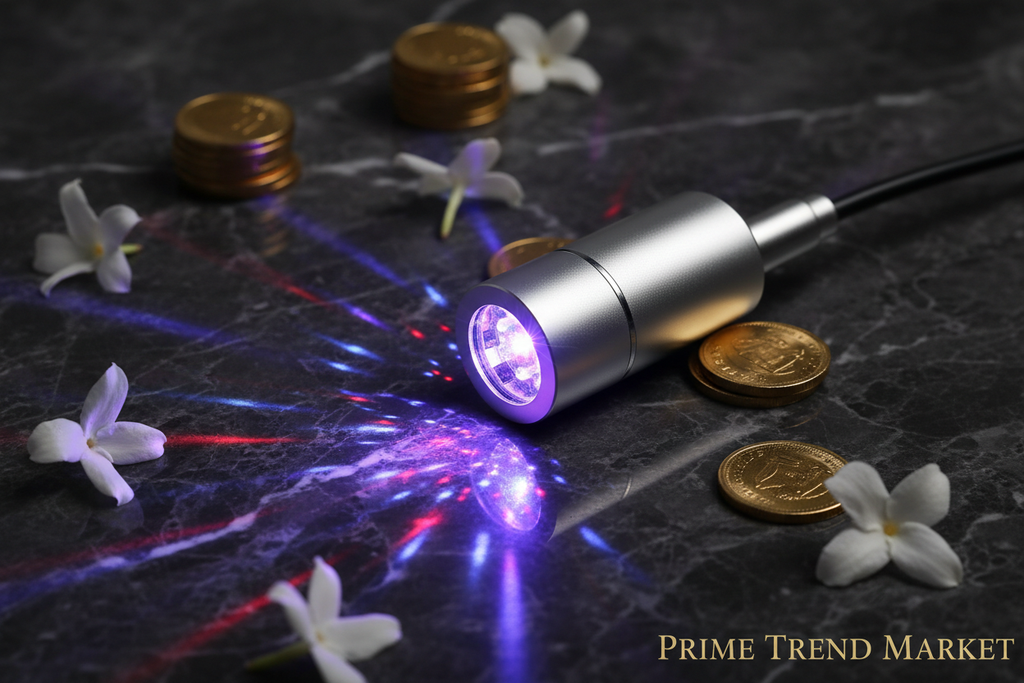USB Car Star Light close-up with colorful star projections on dark marble — Prime Trend Market