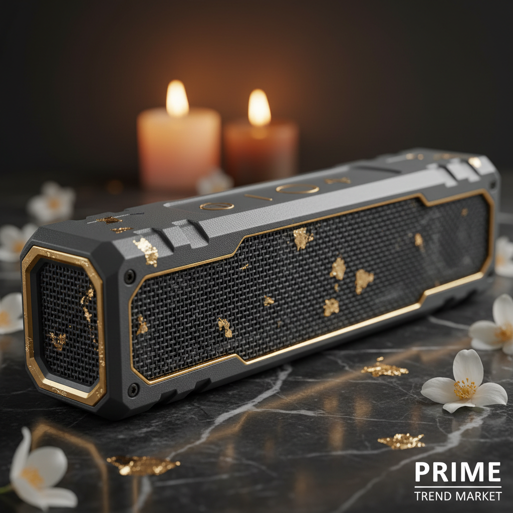 Waterproof Bluetooth soundbar close-up rugged military build with jasmine — Prime Trend Market