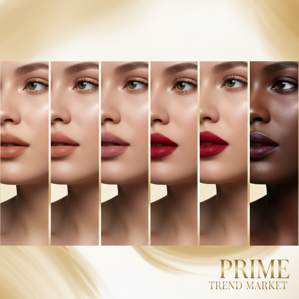 5 women showing different peel off lip stain shades nude to deep berry matte lips beauty grid
