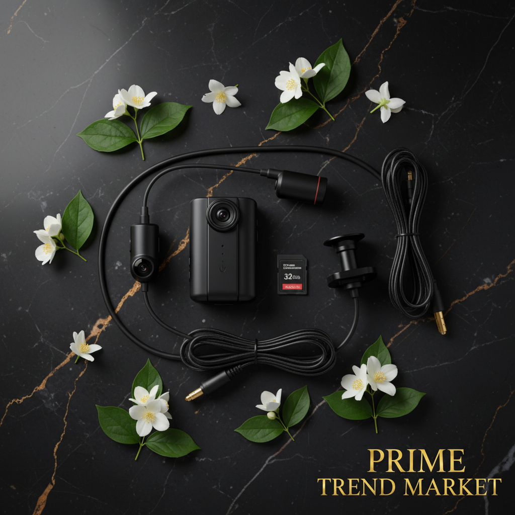 3-Channel Dash Cam complete kit flat lay with all accessories — Prime Trend Market