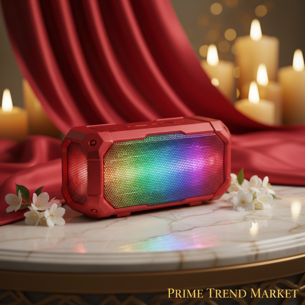 Waterproof Luminous Outdoor Bluetooth Speaker - Red with LED glow luxury editorial