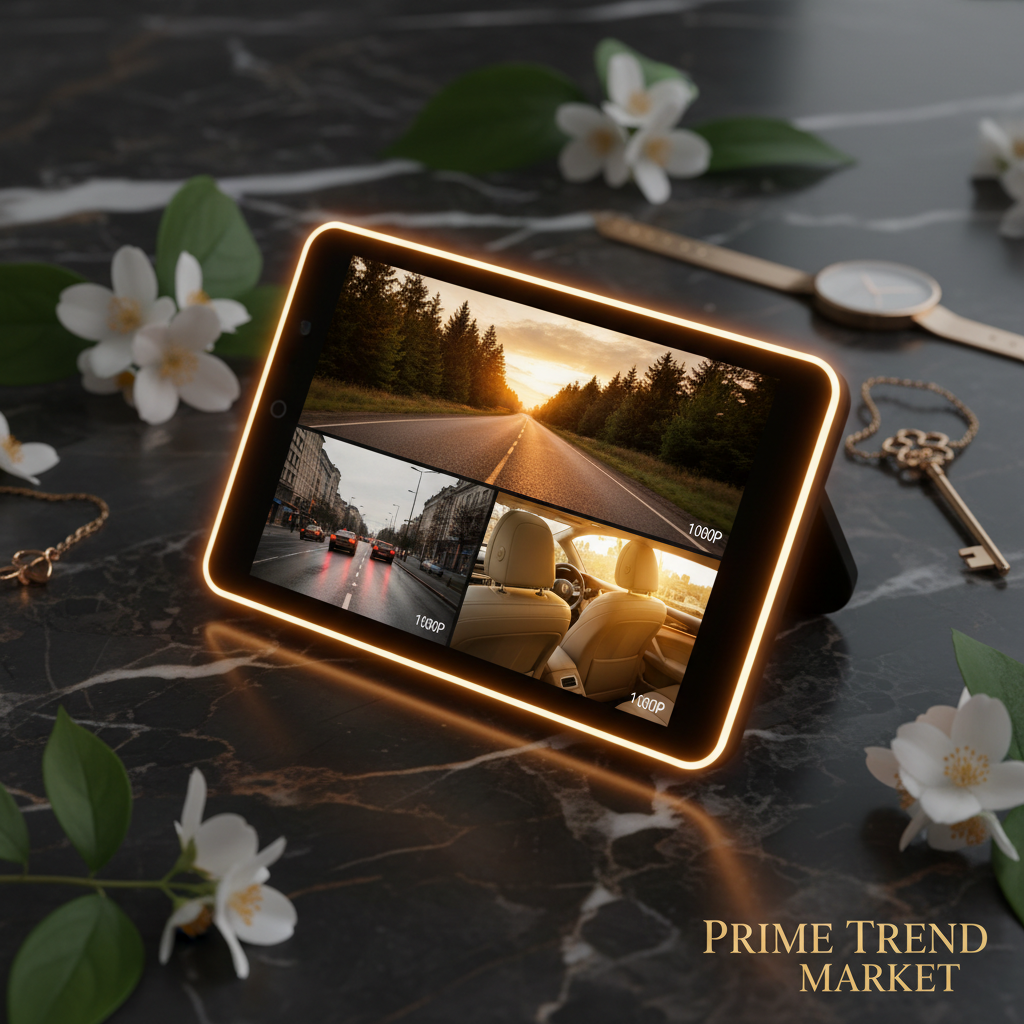 Triple Lens Dash Cam showing split 1080P HD footage view — Prime Trend Market