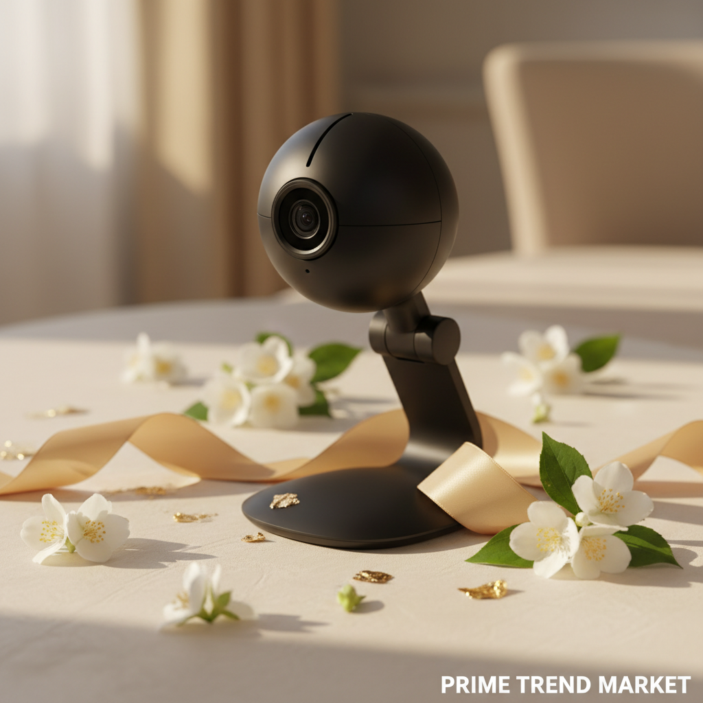 A8 HD Pet Camera surrounded by jasmine flowers on ivory surface
