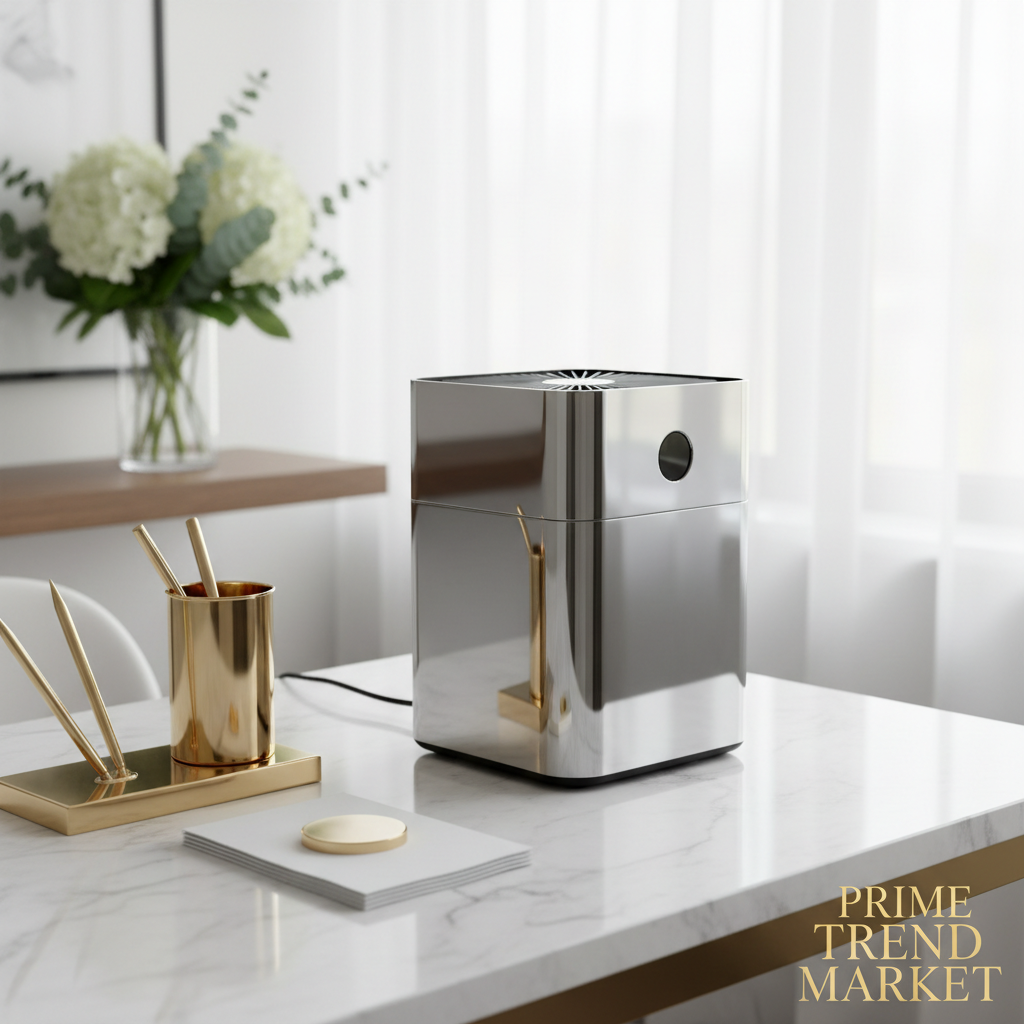 Desktop air purifier in luxury home office on white marble desk - Prime Trend Market