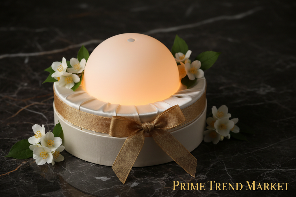 Baby Sleep Aid Night Light luxury gift presentation in cream satin box with gold ribbon — Prime Trend Market