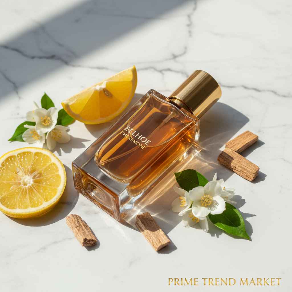 EELHOE Pheromone Perfume bottle with bergamot and cedarwood on white marble - Prime Trend Market