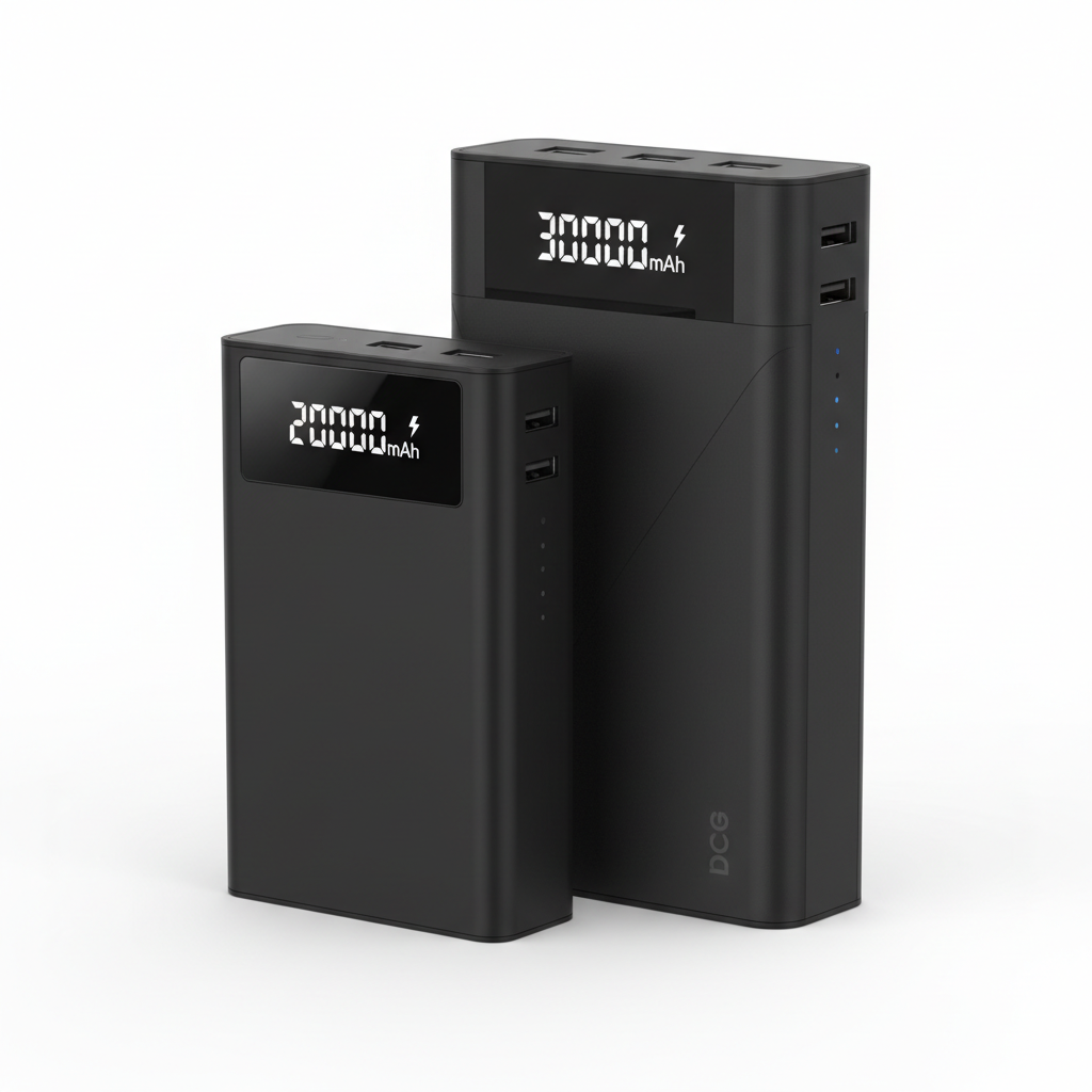 20000mAh and 30000mAh power banks side by side size comparison