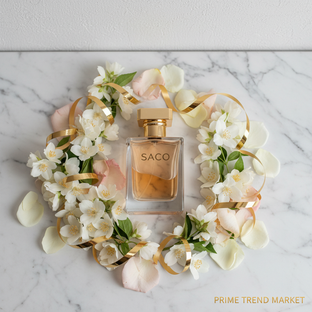 SACO Perfume floral flat lay jasmine rose petals - Prime Trend Market