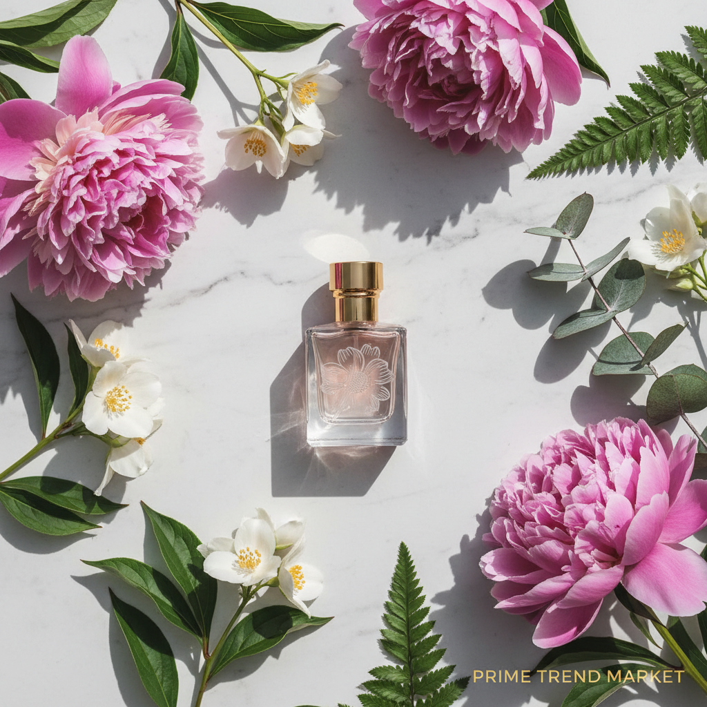 EELHOE Natural Floral Niche EDT — Floral Flat Lay on White Marble