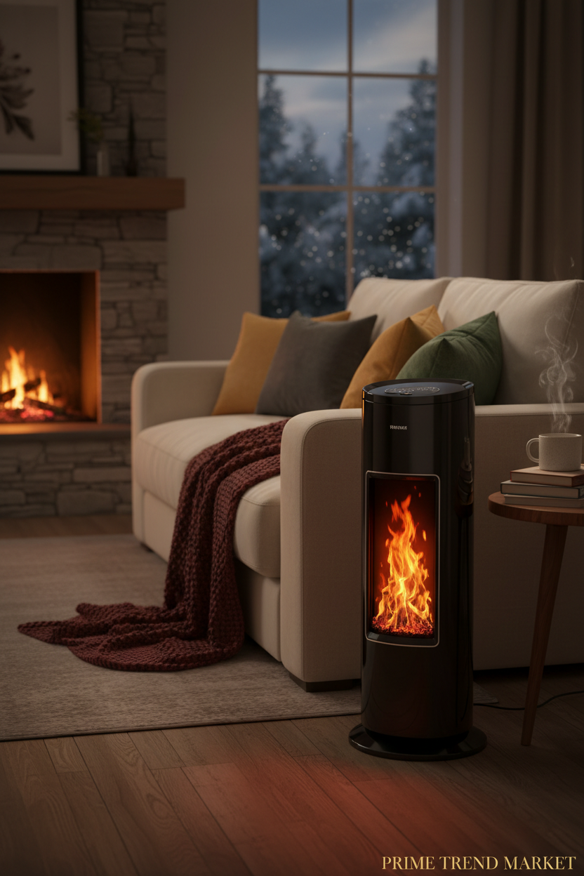 1500W 3D flame tower heater in cozy living room - Prime Trend Market