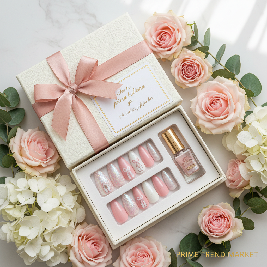Finished Ballet Press-On Nails — Gift Set Flat Lay