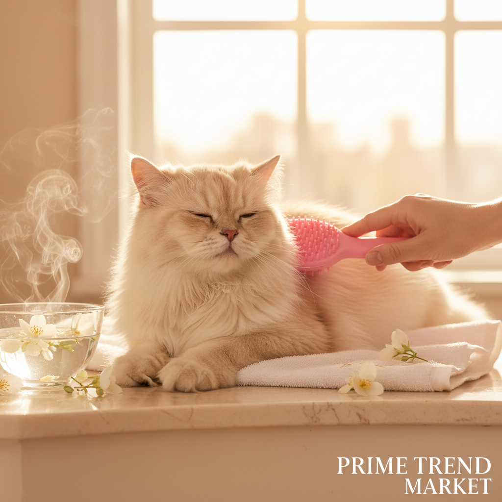 Pet Bath Massage Brush - Cat Grooming Lifestyle