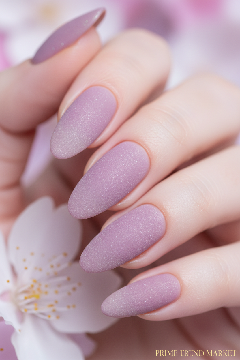 Frosted Ballet Nails Cherry Blossom Purple — Close-Up
