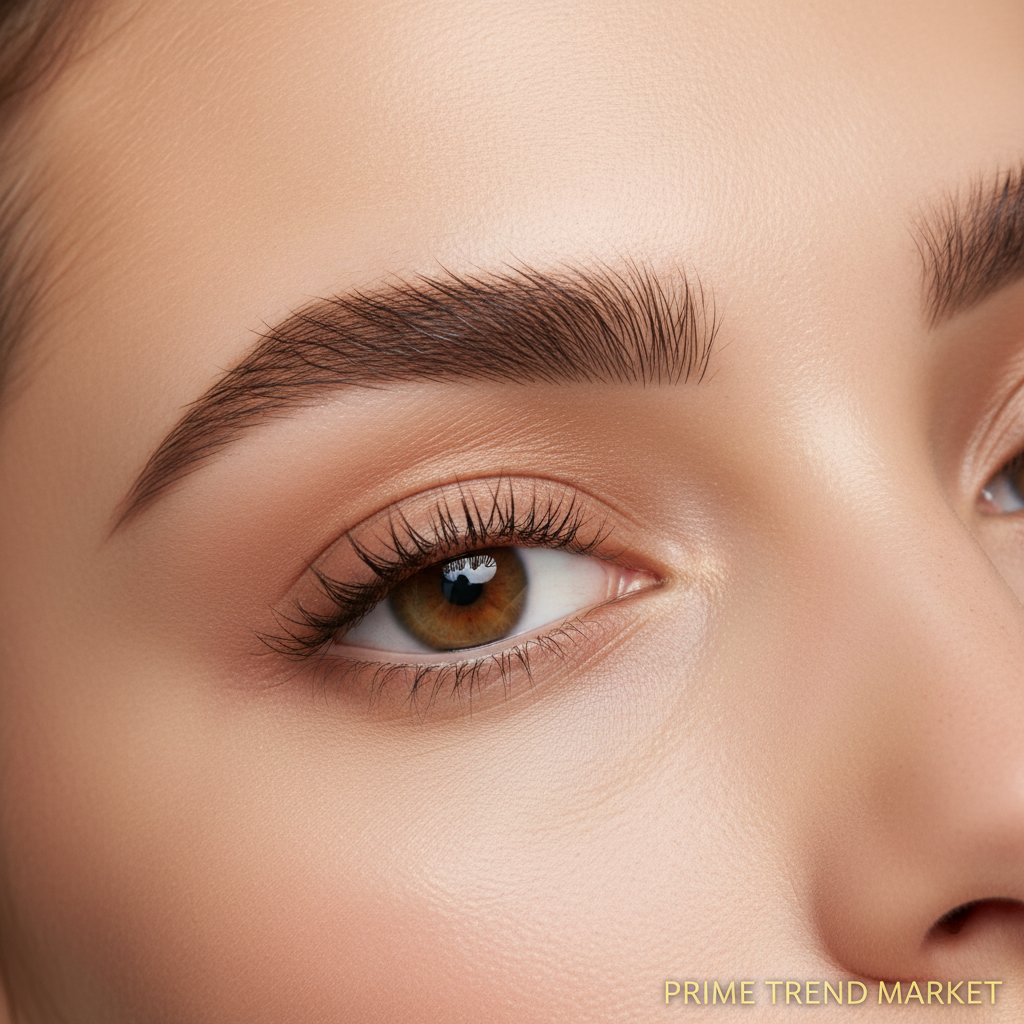 Close-up of perfectly shaped eyebrows