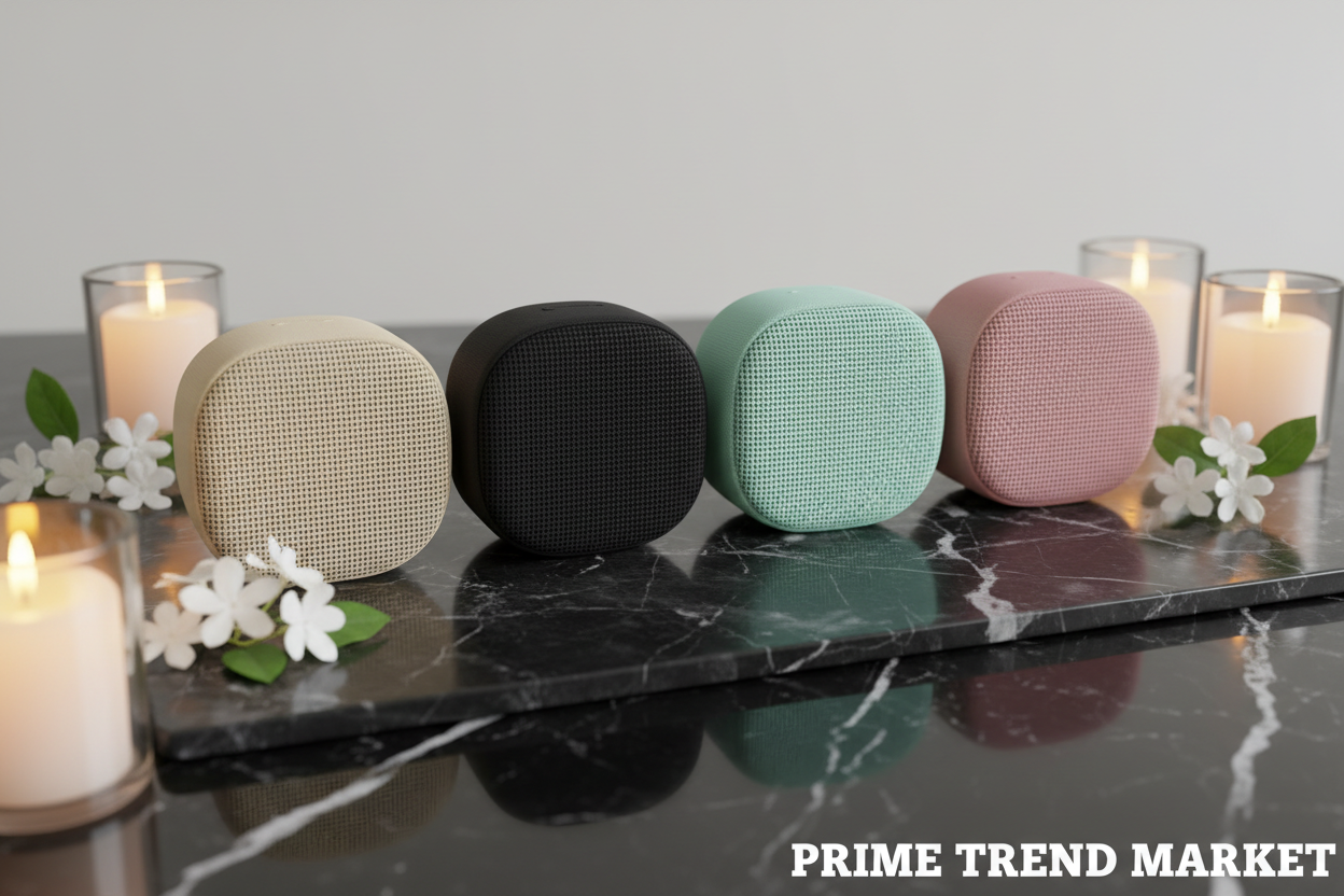 Aesthetic Mini Bluetooth Desktop Speaker - All 4 Colors lifestyle hero shot Prime Trend Market