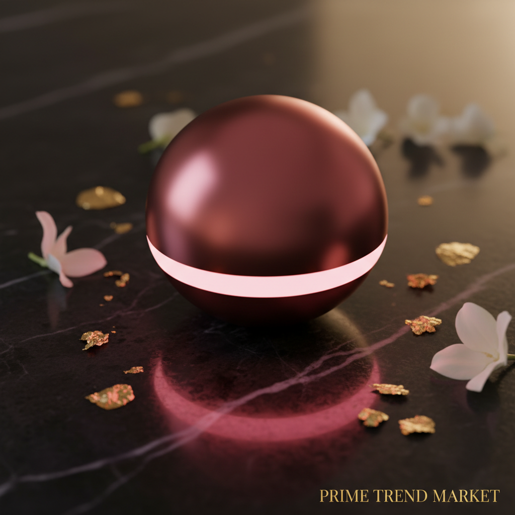 Luxury EMS Micro-Current Facial Massage Ball Rose Red Macro Detail Dark Marble