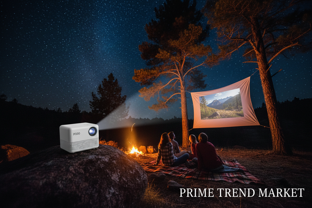 P330 Mini Projector outdoor camping cinema under starry night sky — Prime Trend Market