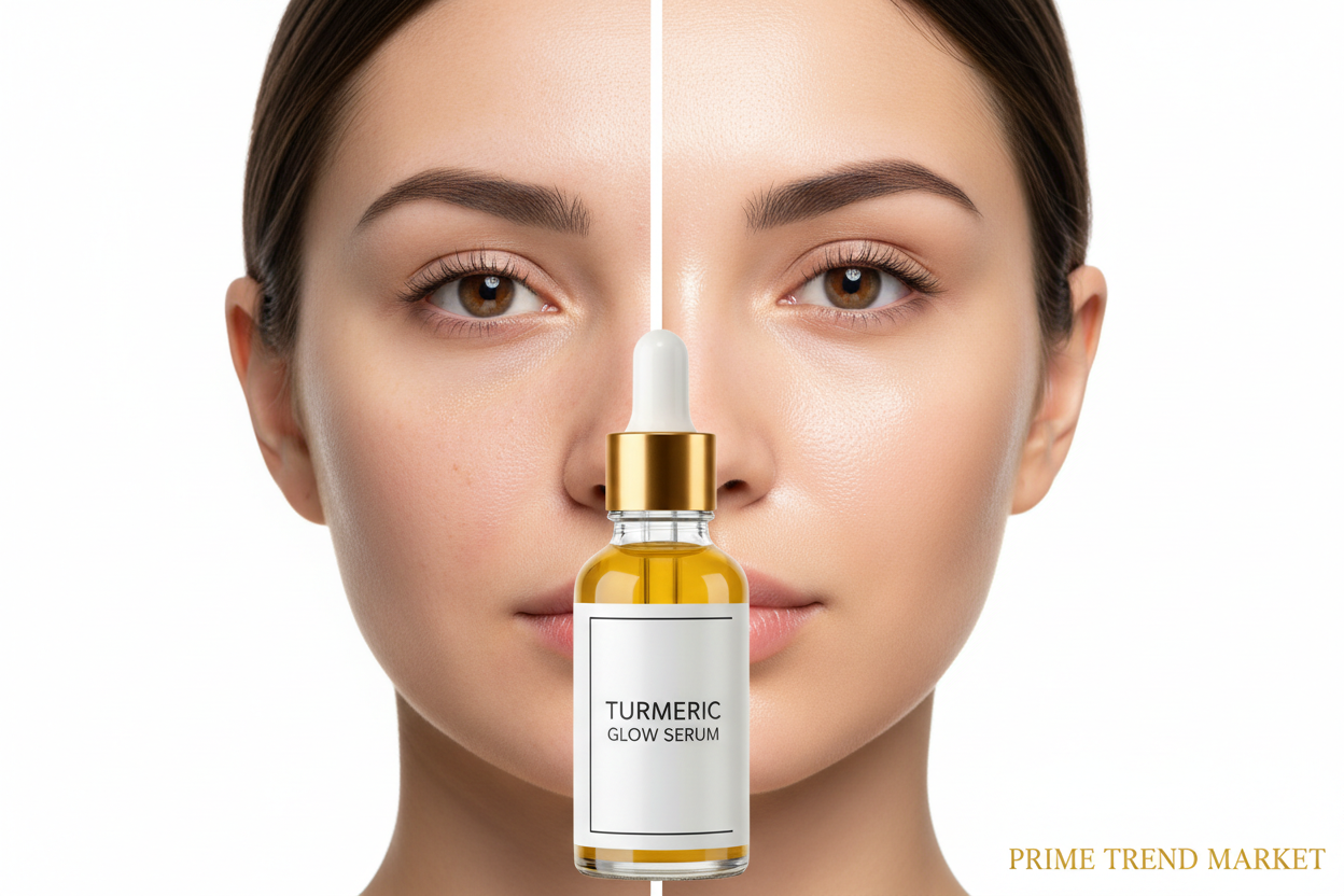 Skin transformation before and after with turmeric dark spot corrector serum — Prime Trend Market
