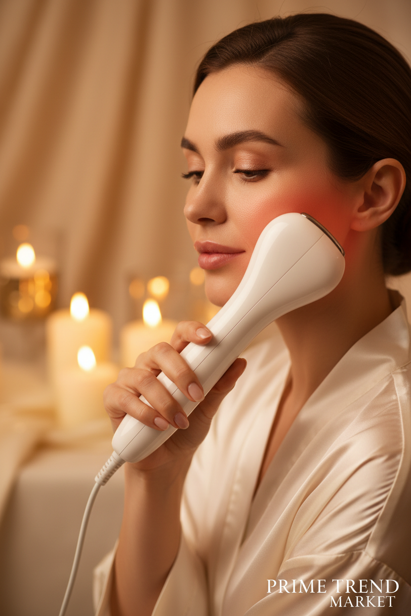 3-in-1 Ultrasonic EMS Infrared Face & Body Massager — Lifestyle Woman Using Beauty Wand
