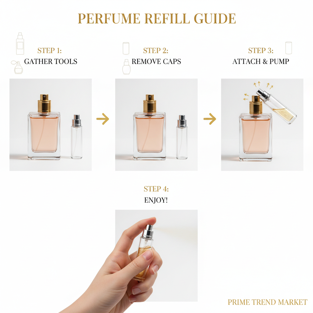 How to refill travel perfume atomizer step by step tutorial - Prime Trend Market