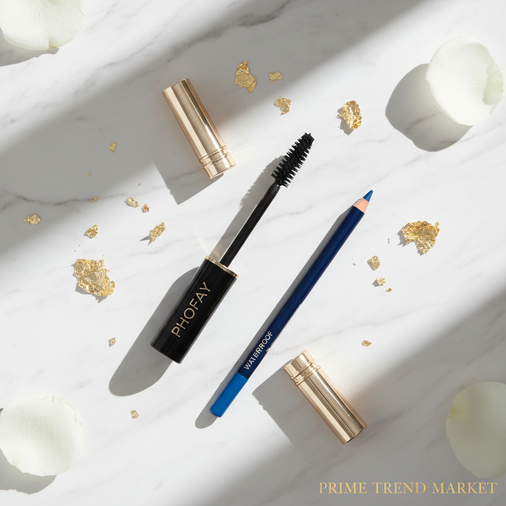 PHOFAY Eye Essentials Duo flat lay on marble