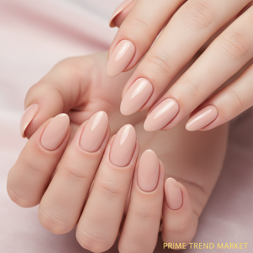 Woman's hands with solid color nail stickers