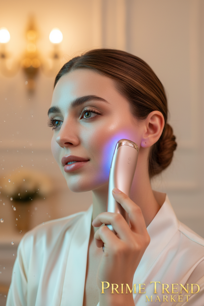 7-Color EMS Microcurrent Face Sculptor — Lifestyle Woman Using Device